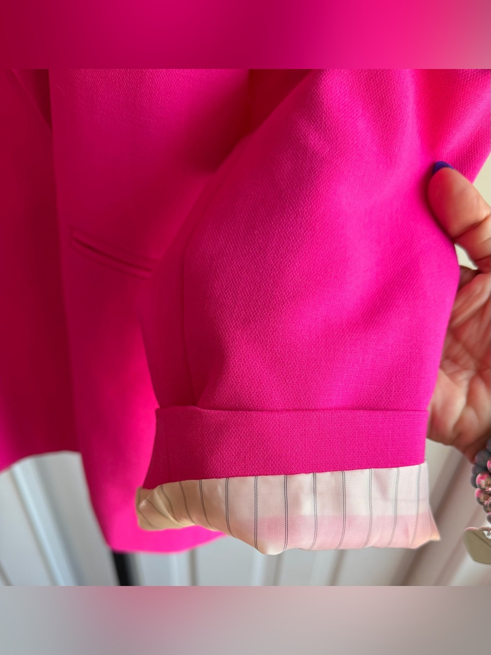 NWT Anthropologie Maeve Bright Hot Pink Double-Breasted Blazer Size: 14 - Picture 4 of 9